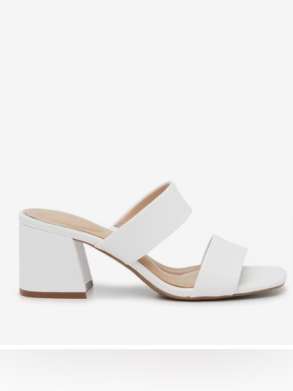 Kelly & Katie White Double-Strap Block Heel Mules - Picture 2 of 5